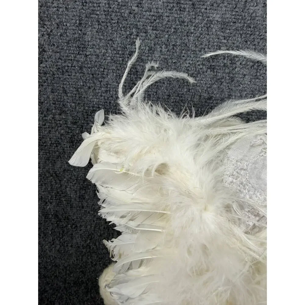 Vintage Angel Doll White Feather Wings Christmas Decor Tree Topper